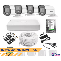 🔒 Kit de Cámaras de Seguridad con Visión a Color de Noche – 4 Cámaras Hikvision ColorVu 🌙