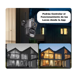 Cámara de Seguridad 3MP con Doble Lente y Luz de Alerta – Color Gris Oscuro